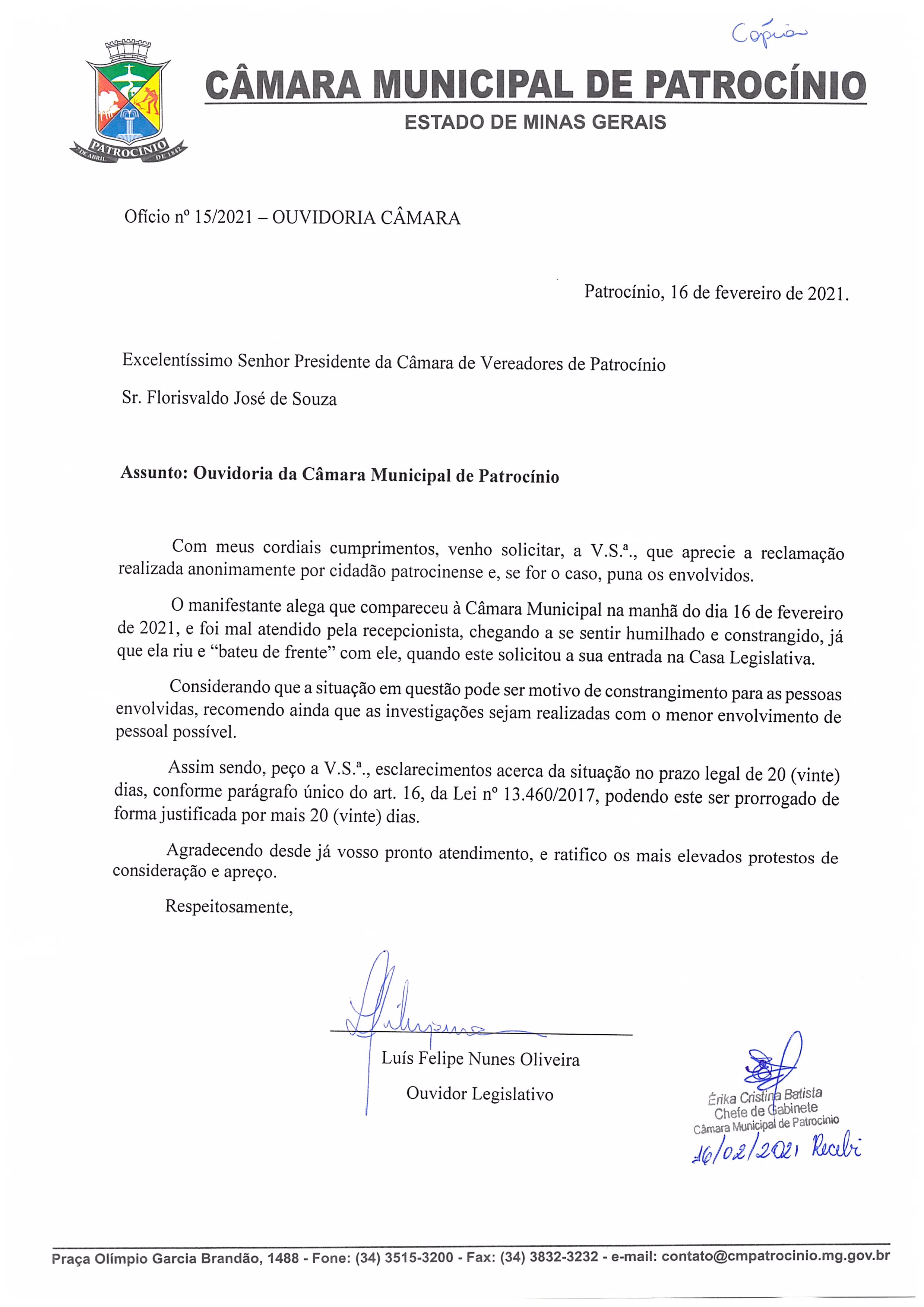 Ofício 15/2021