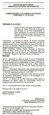 Irregularidades na secretaria de Esportes - Portaria 11.745 - Prefeitura