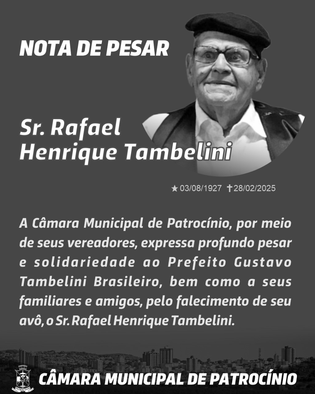 CÂMARA MUNICIPAL DECLARA LUTO OFICIAL