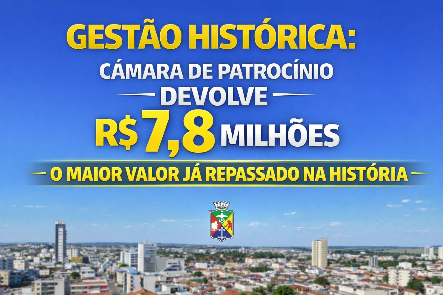 Câmara de Patrocínio anuncia devolução histórica de R$ 7,811 milhões para construção de viaduto na MG-230