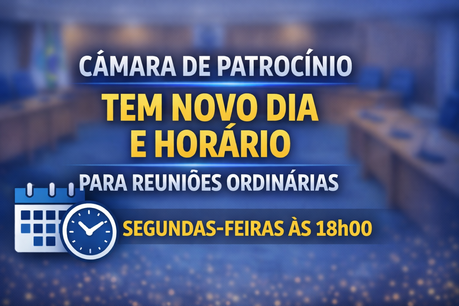Câmara Municipal de Patrocínio altera dia e horário das reuniões ordinárias