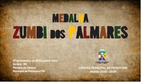 Câmara Municipal realizará Sessão Solene de entrega da Medalha e Diploma Zumbi dos Palmares