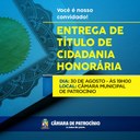 CIDADANIA HONORÁRIA: 25 PERSONALIDADES SERÃO AGRACIADAS
