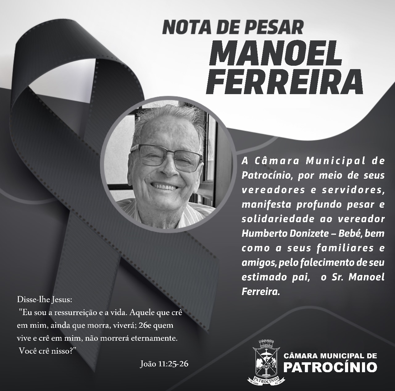 NOTA DE PESAR PELO FALECIMENTO DO SR. MANOEL FERREIRA